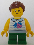 LEGO twn470 Girl - White Fruit Shirt, Green Short Legs, Reddish Brown Hair, Freckles