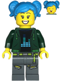 LEGO twn475 Poppy Starr - Dark Green Hoodie, Dark Bluish Gray Legs