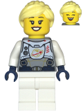LEGO twn478 Astronaut - Female, Flat Silver Spacesuit with Harness and White Panel with Classic Space Logo, Bright Light Yellow Hair