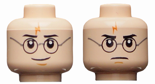 Lego Harry Potter flesh minifig head face dual sided glasses Lightning Bolt NEW 