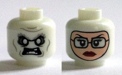 Lego New White Minifigure Head Alien Female Red Lips Fangs Halloween Vampire 