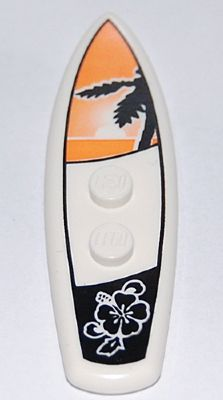 Bricker - Part LEGO - 90397pb001 Minifig, Utensil Surfboard Standard with  Black Palm Tree on Orange Sunset Background and Black Flower Pattern